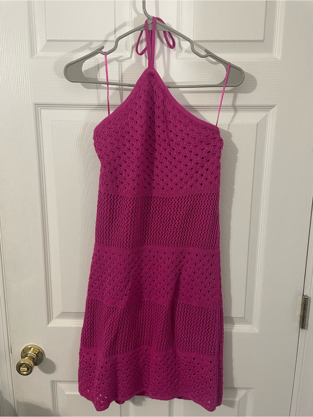 Old Navy Fuchsia Crochet Halter Dress